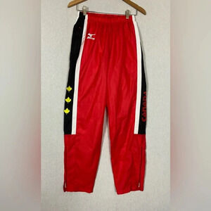 Mizuno red  black white Canada track wind adult pants Sz L